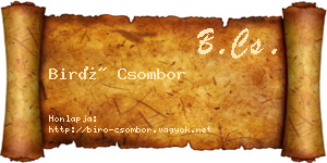 Biró Csombor névjegykártya